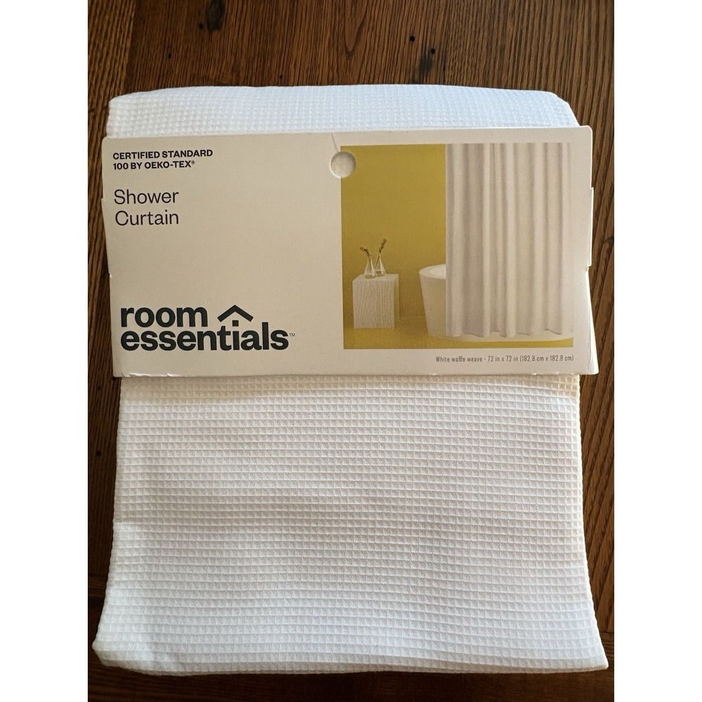 Room Essentials White Waffle Weave Shower Curtain (72" x 72") NWT